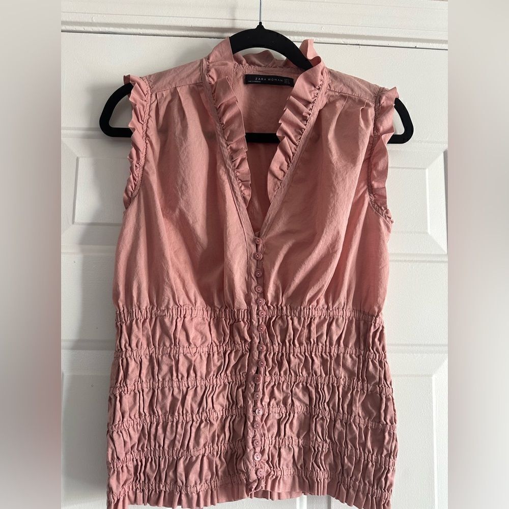 Zara Woman Size M Light Rose Sleeveless Pink Top